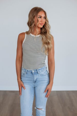 April Striped Bodysuit - Black Mix