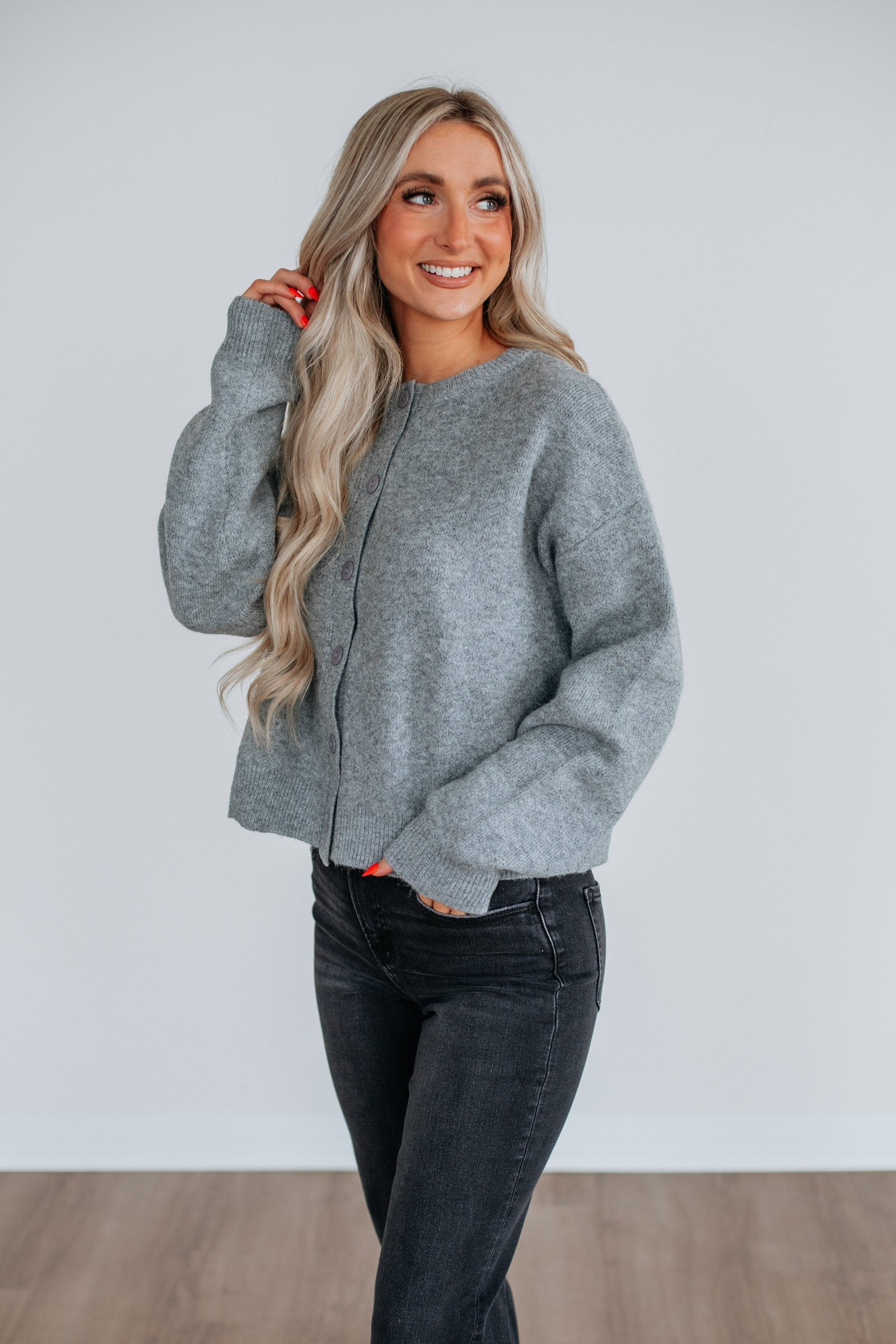 Kassi Cardigan - Heather Grey - Image 2