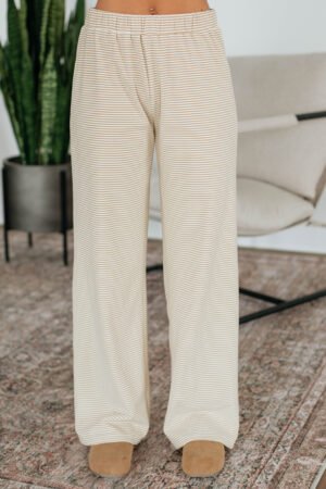 Cayla Striped Pants - Beige Mix